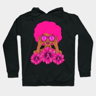 Afro Girl In October We wear Pink Breast Cancer Awareness Hoodie